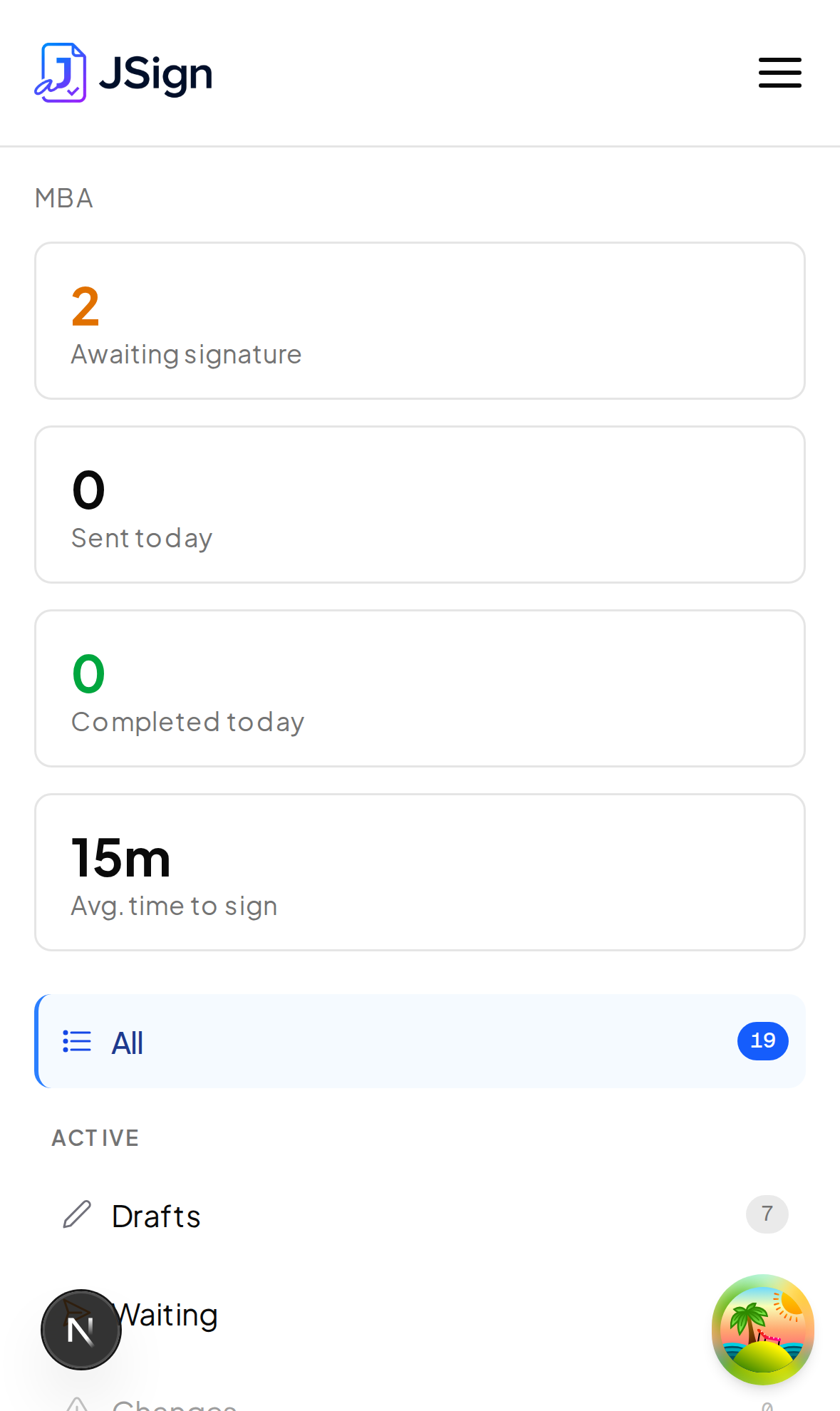 Documents dashboard — mobile